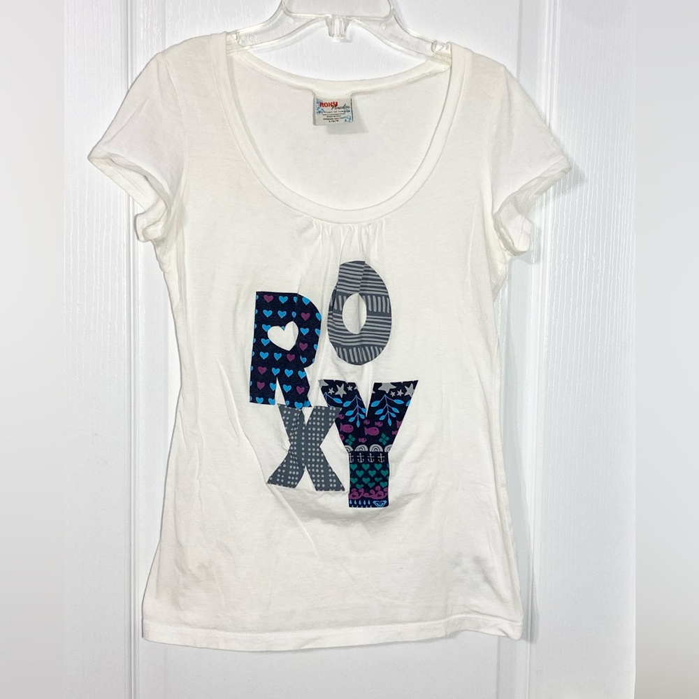 Y2K Roxy Logo Front & Back Print Surf Tee USA MADE Vintage Large